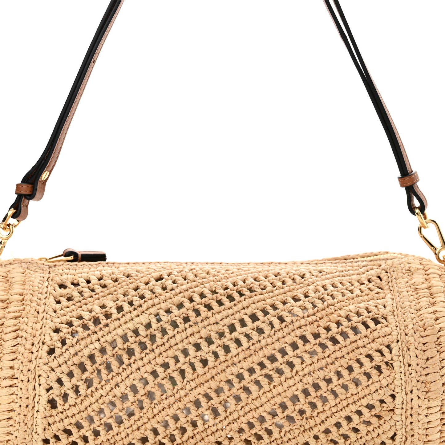Raffia Calfskin Paula's Ibiza Bracelet Pouch Natural Tan