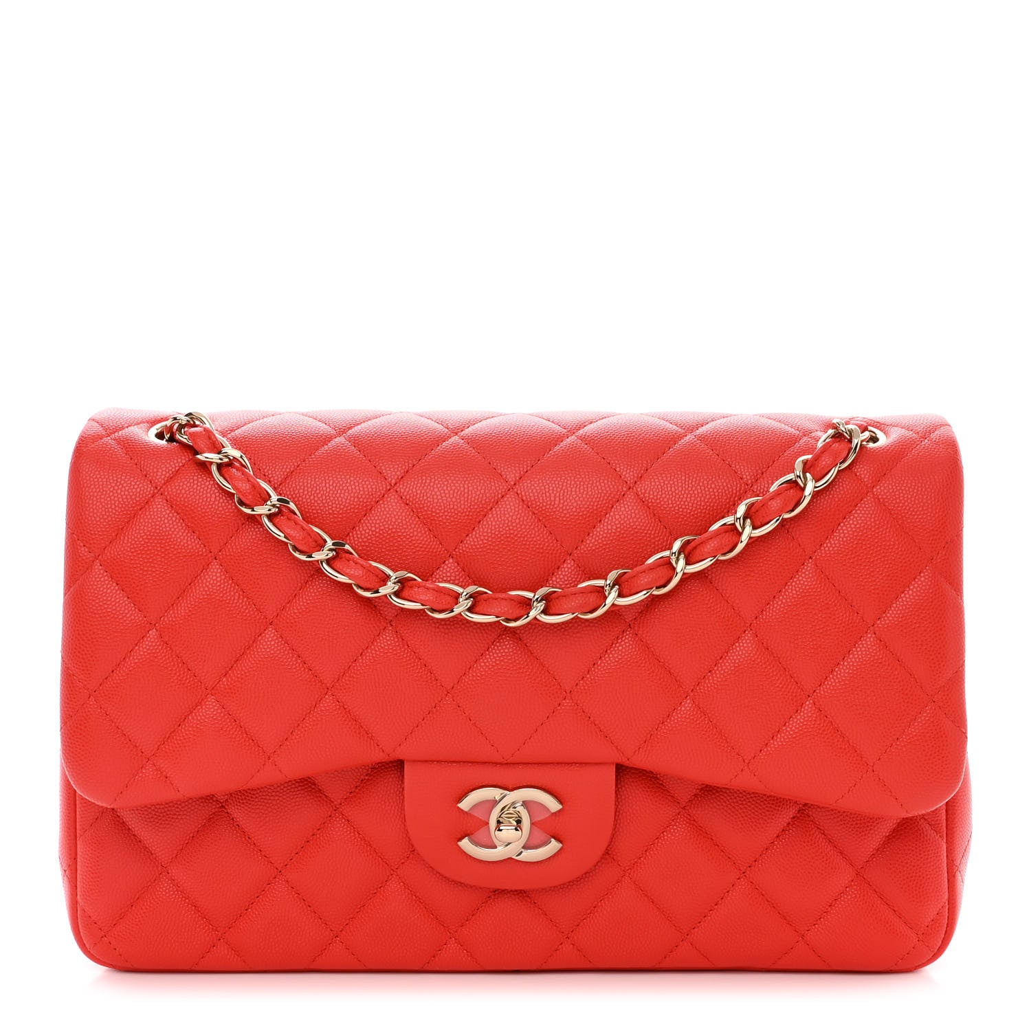 Chanel Caviar Quilted Jumbo Double Flap Red 1 of 10