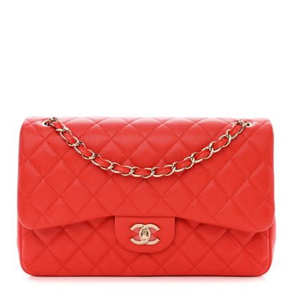 Chanel Caviar Quilted Jumbo Double Flap Red 1 of 10