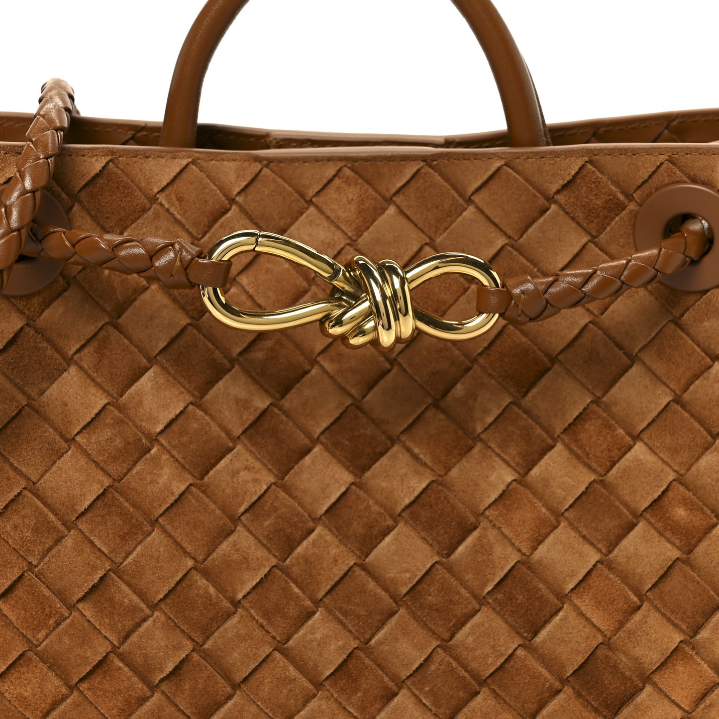 Suede Intrecciato Small Andiamo Shoulder Bag Amber