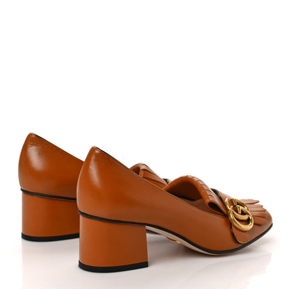Gucci Malaga Kid GG Marmont Fringe 50mm Loafer Pumps 36 Cognac 4 of 9