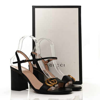 Gucci Lifford Calfskin GG Marmont Ankle Wrap 75mm Sandals 37.5 Black 11 of 11