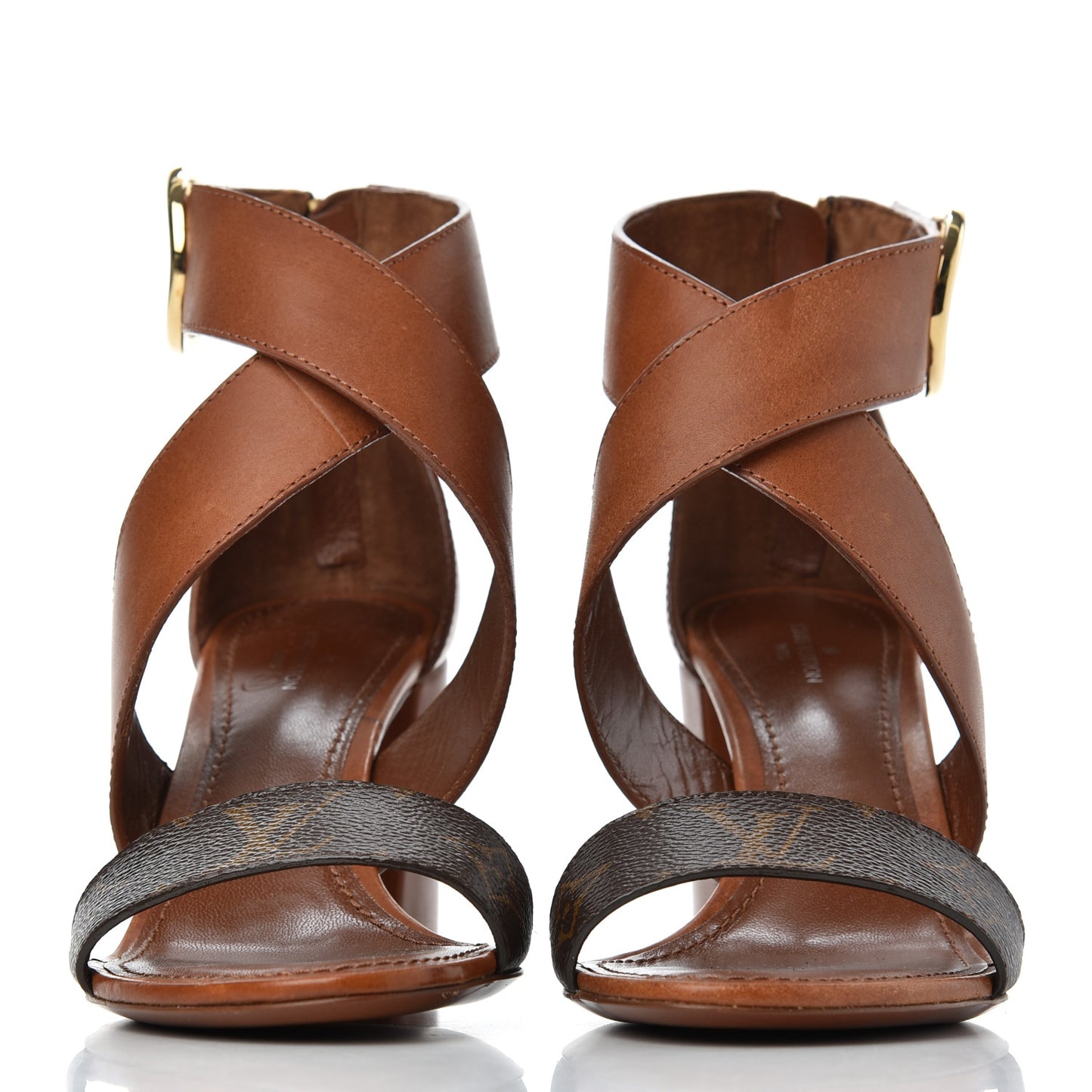 Calfskin Monogram Horizon Sandals 36 Cognac Brown