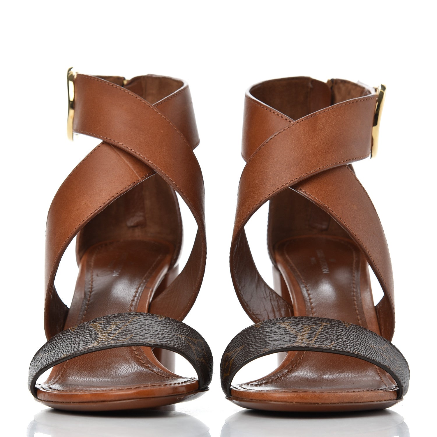 Louis Vuitton Calfskin Monogram Horizon Sandals 36 Cognac Brown 2 of 18