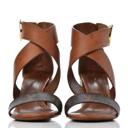 Louis Vuitton Calfskin Monogram Horizon Sandals 36 Cognac Brown 2 of 18