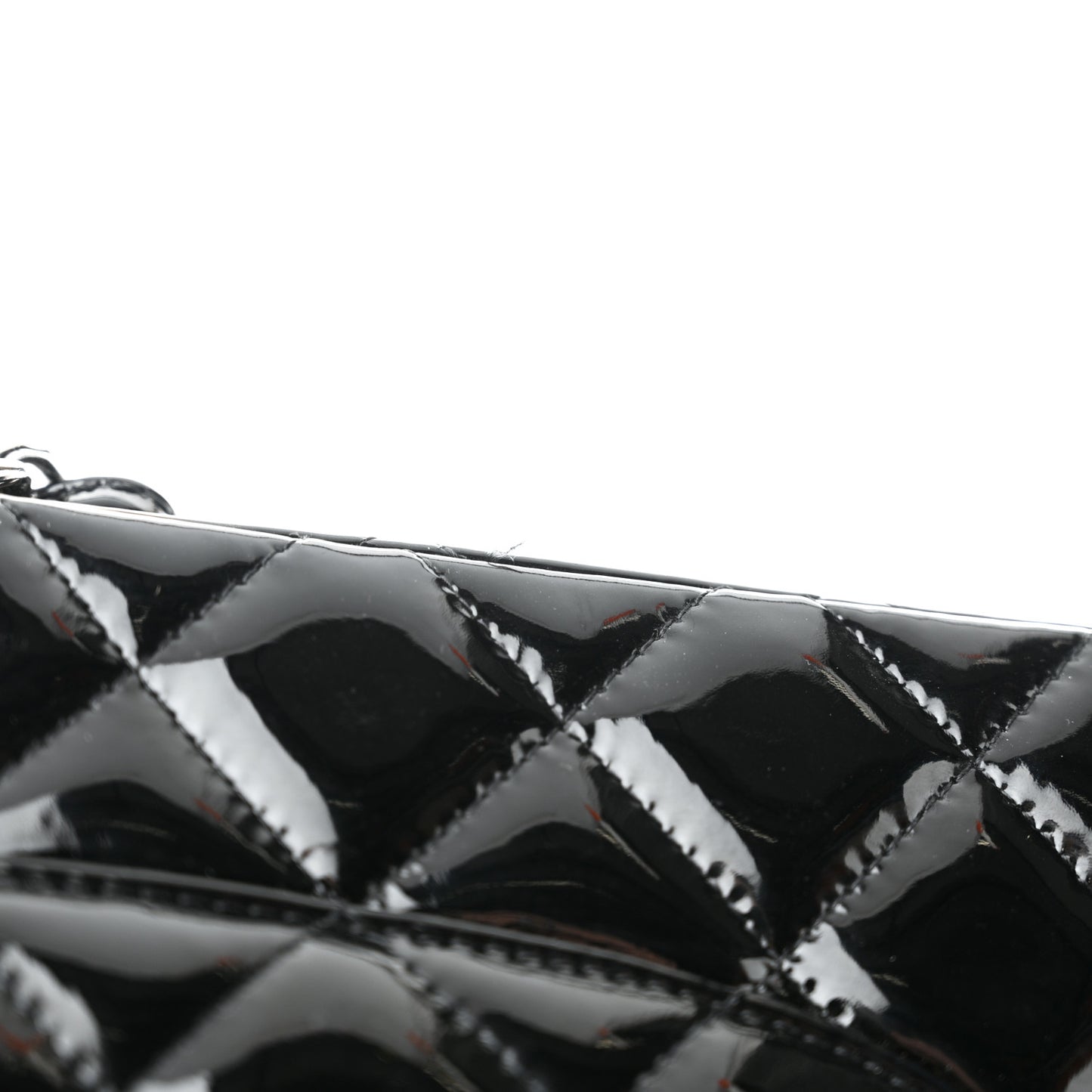 Patent Quilted Jumbo Double Flap Black