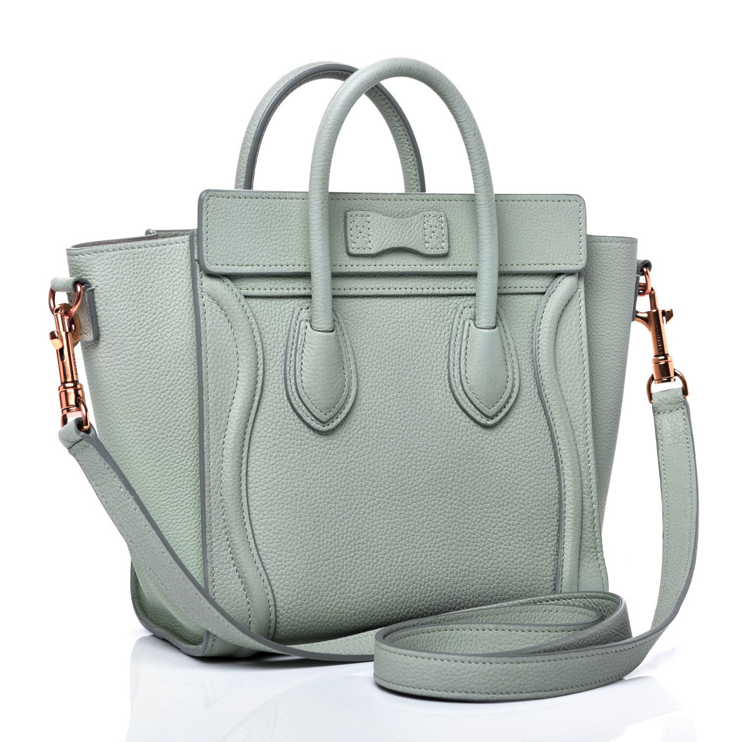 Celine Drummed Calfskin Nano Luggage Almond 3 of 12