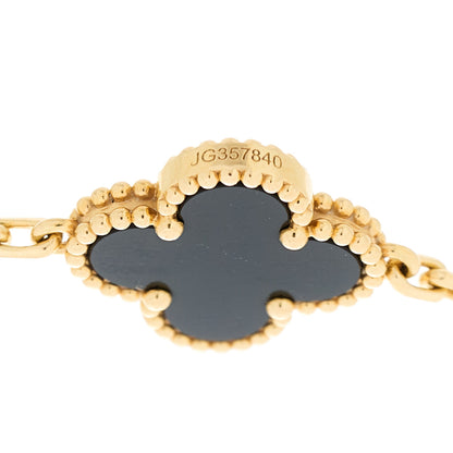 Van Cleef & Arpels 18K Yellow Gold Black Onyx 5 Motifs Vintage Alhambra Bracelet 3 of 5