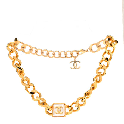 Chanel Pearl CC Chain Link Choker Necklace Gold 3 of 5