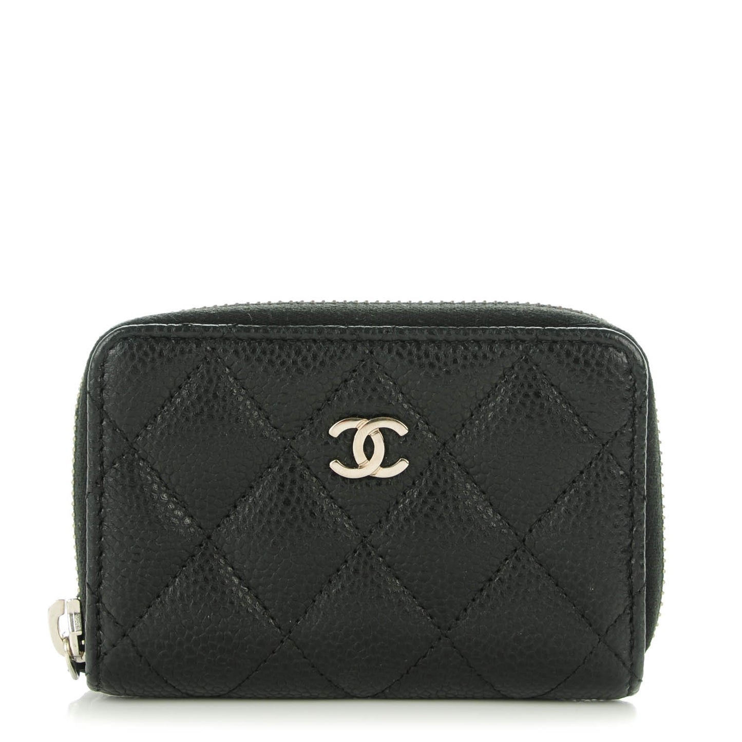 Caviar Quilted Zip Coin Purse Black