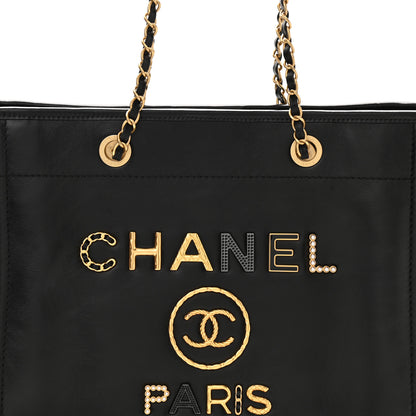 Chanel Aged Calfskin Small Charms Deauville Tote Black 9 of 11