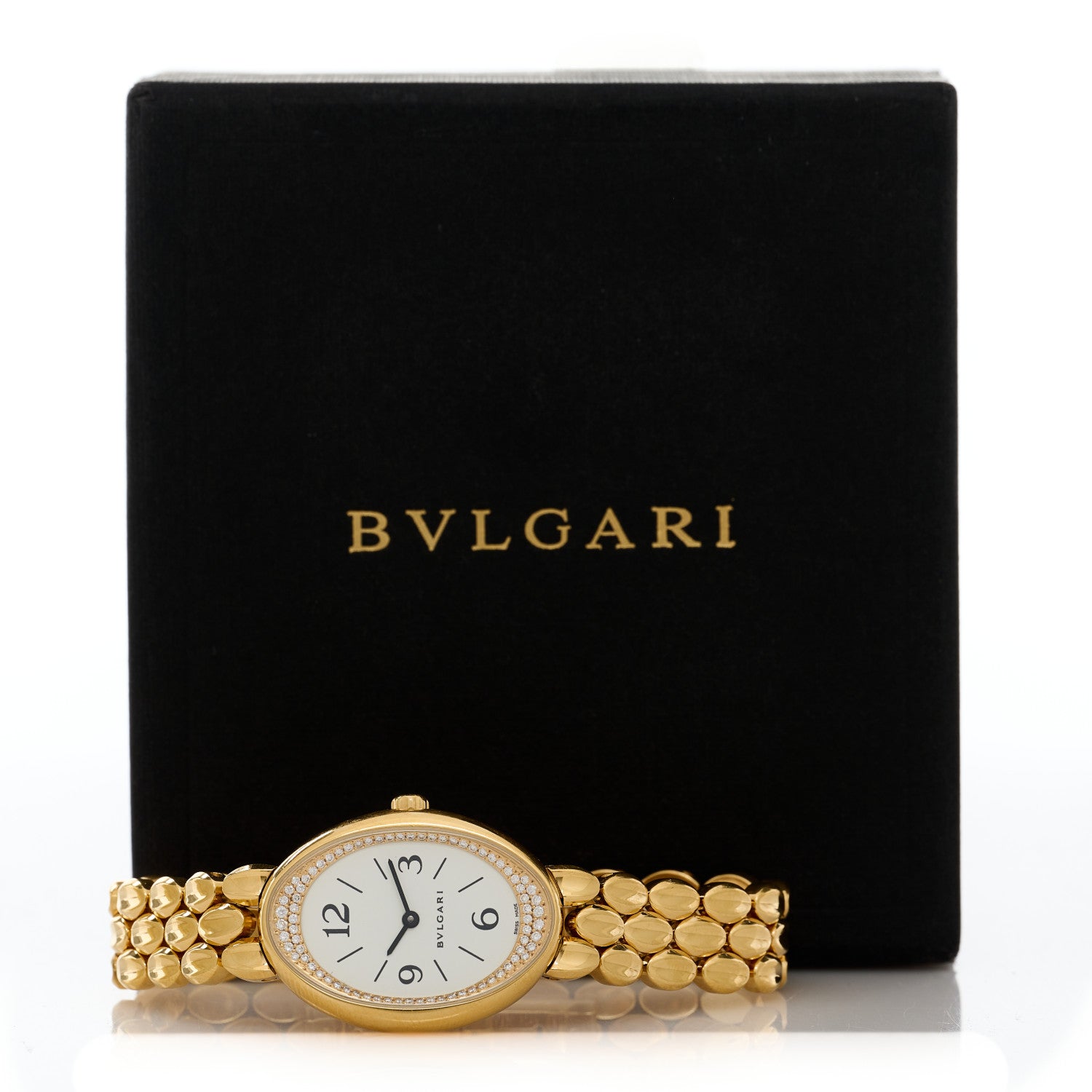 Bulgari 18K Yellow Gold Diamond Bezel 27mm Ovale Quartz Watch 5 of 5