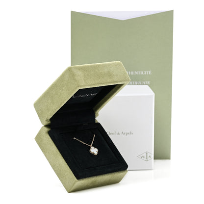 Van Cleef & Arpels 18K Yellow Gold Mother of Pearl Sweet Alhambra Pendant Necklace 6 of 6