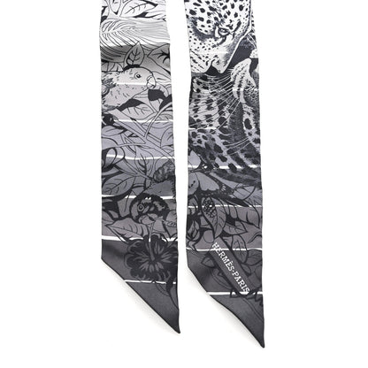 Hermes Silk Jungle Love Rainbow Twilly Gris Black White 2 of 4