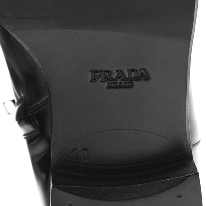Prada Spazzolato Sfumato Mens Square Toe Ankle Boots 10 Black Argento 7 of 9