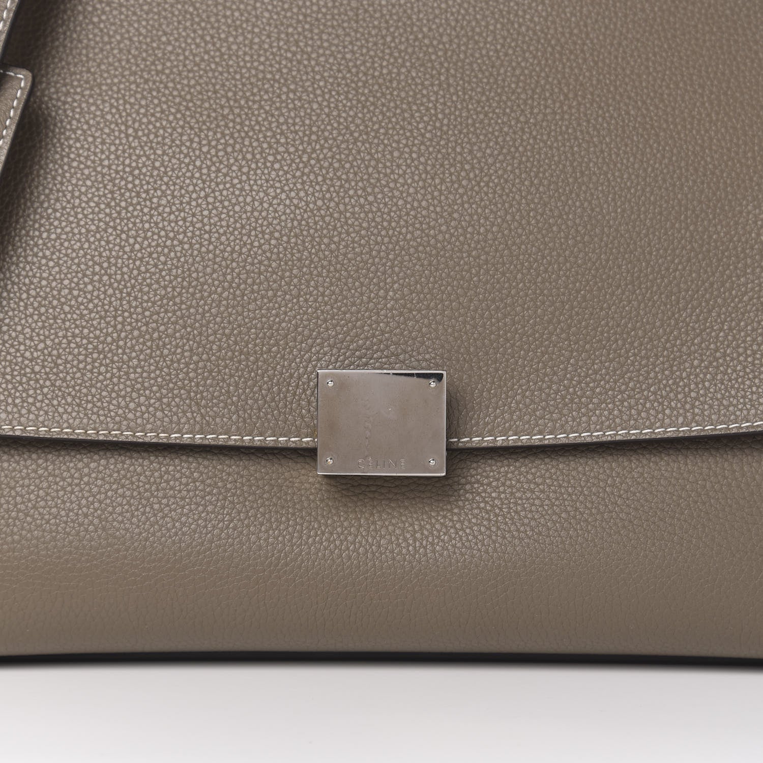 Celine Drummed Calfskin Suede Small Trapeze Souris 9 of 9