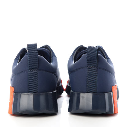 Hermes Technical Jersey Suede Goatskin Bouncing Sneakers 36 Marine 7 of 10