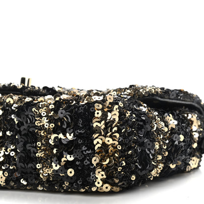 Chanel Sequin Striped Classic Mini Flap Black Gold 9 of 9