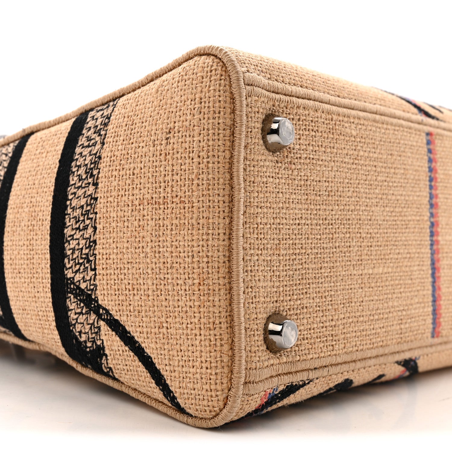 Christian Dior Canvas Jute Embroidered Medium Lady D-Lite Beige Multicolor 9 of 15