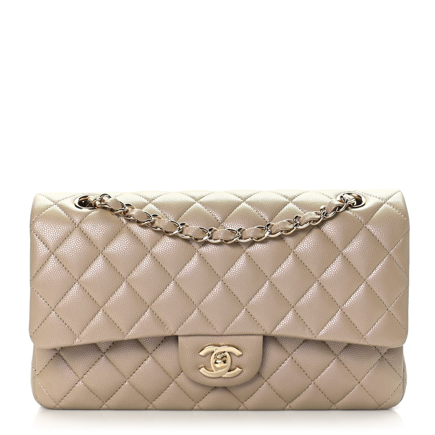 Chanel Iridescent Caviar Quilted Medium Double Flap Dark Beige 1 of 9