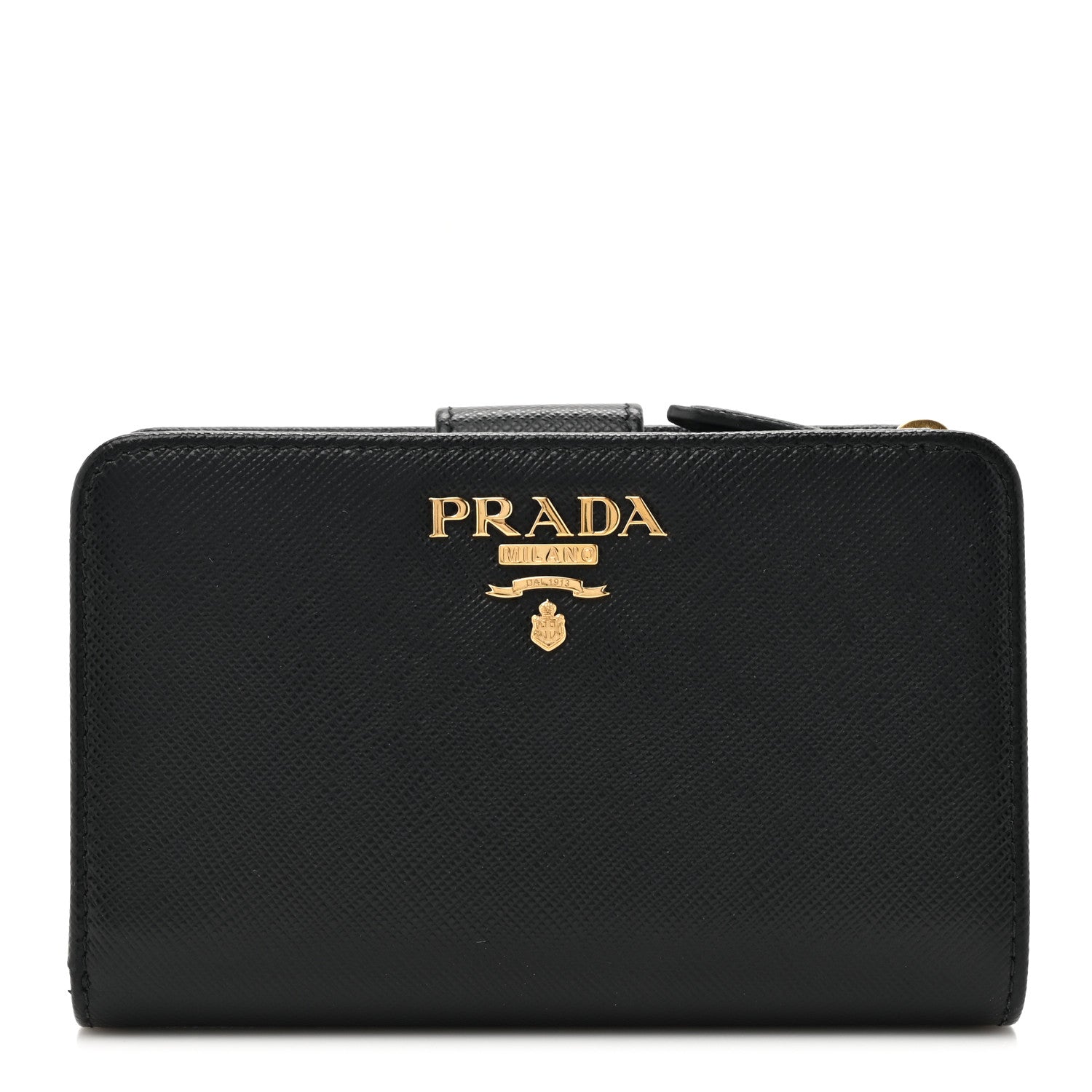 Prada Saffiano Metal Compact Wallet Black 1 of 9