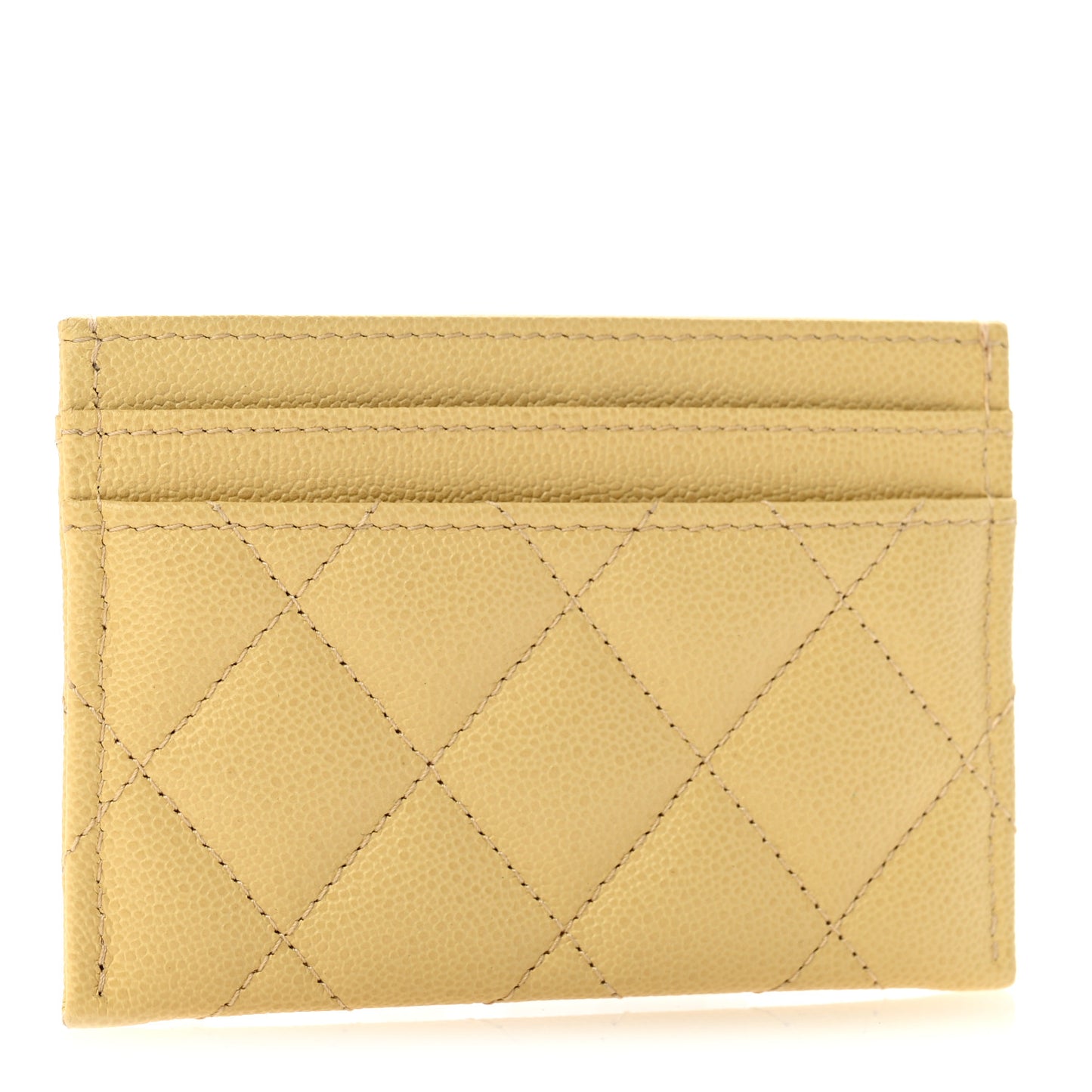 Caviar Quilted Studded CC Card Holder Yellow