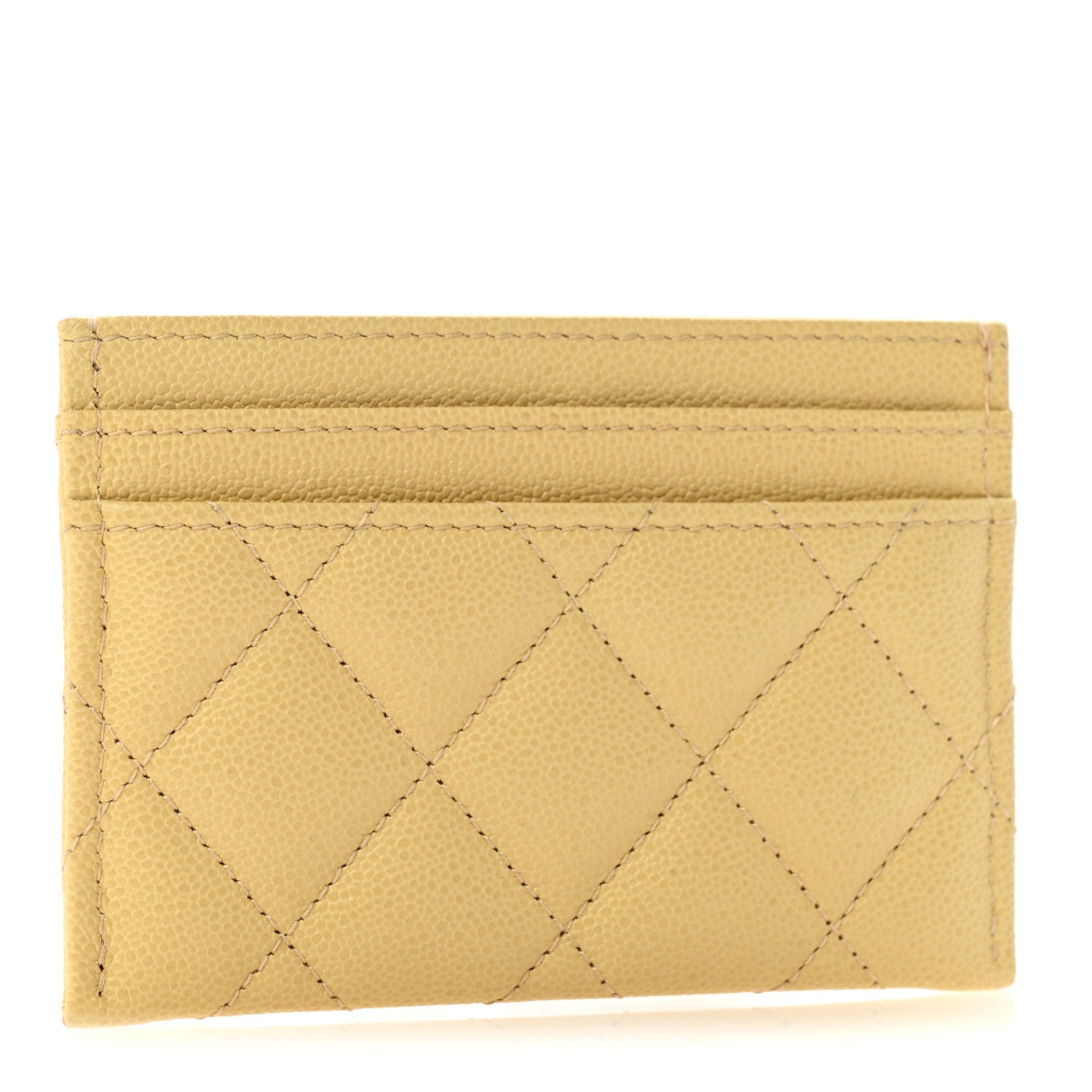 Chanel Caviar Quilted Studded CC Card Holder Yellow 3 of 10