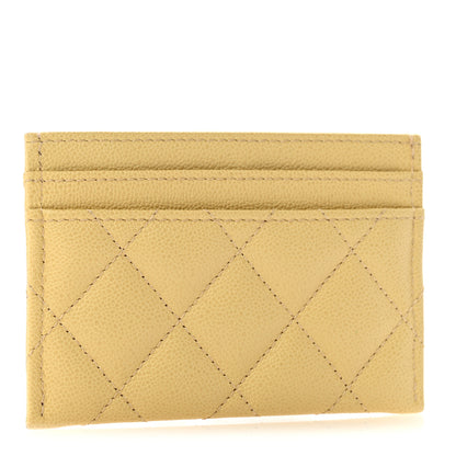 Chanel Caviar Quilted Studded CC Card Holder Yellow 3 of 10