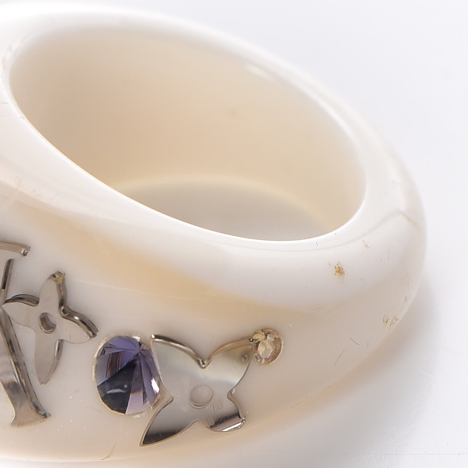 Louis Vuitton Resin Swarovski Crystal Inclusion Ring 6.5 White 7 of 7