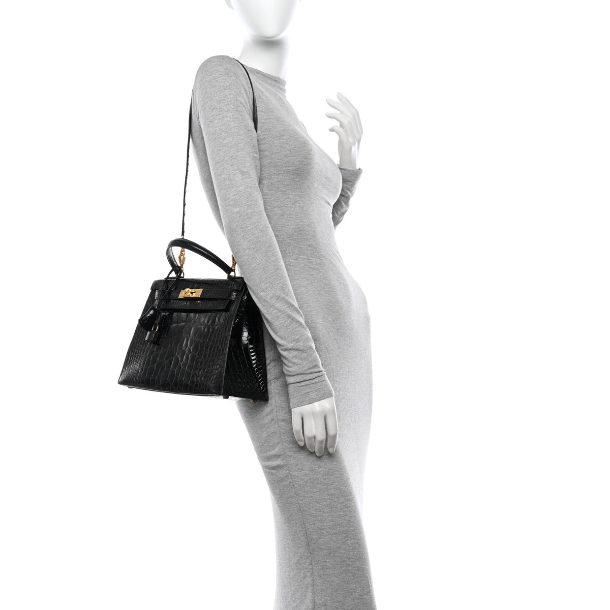 Hermes Shiny Alligator Kelly Sellier 28 Black 2 of 16