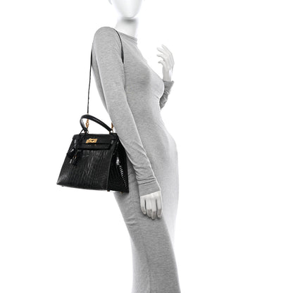 Hermes Shiny Alligator Kelly Sellier 28 Black 2 of 16