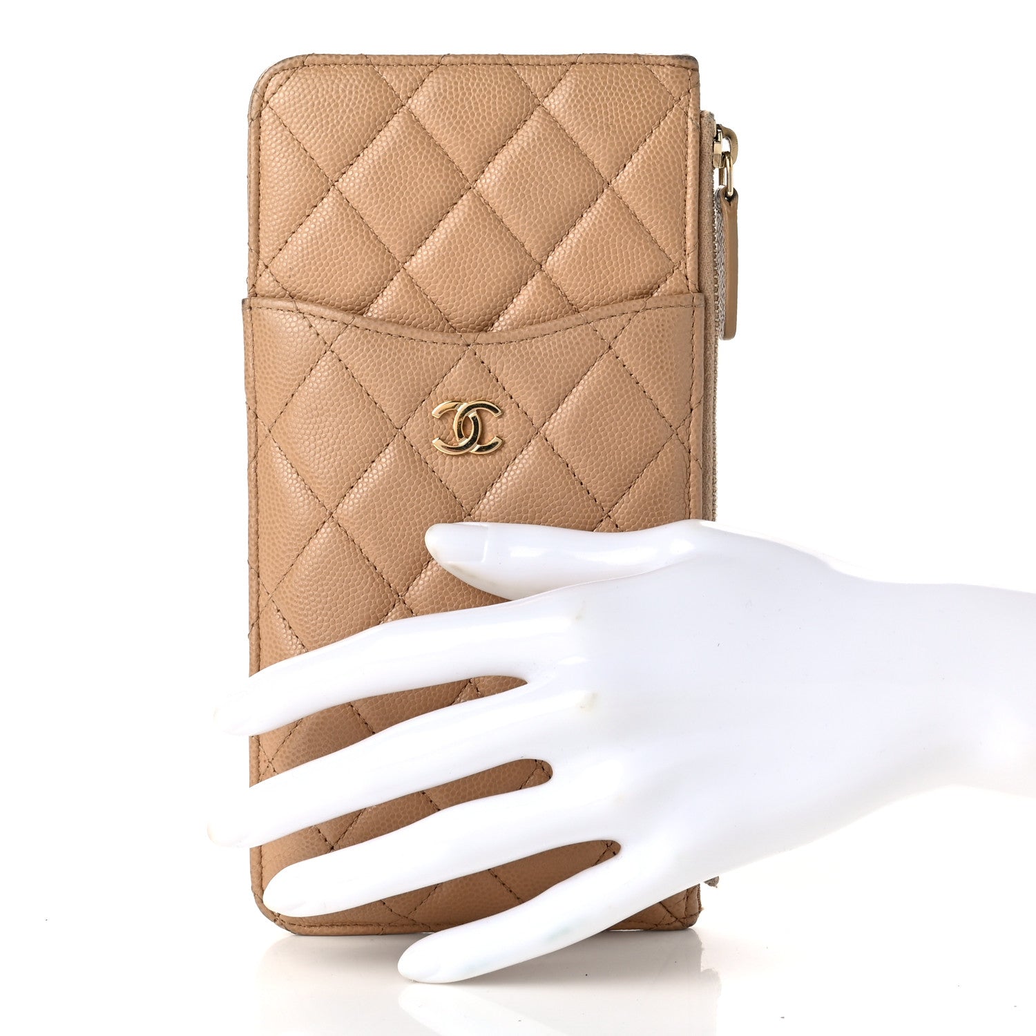 Chanel Caviar Quilted Classic iPhone Pouch Beige 2 of 7