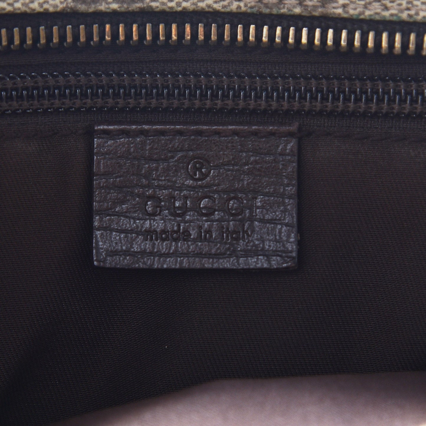 GG Supreme Monogram Medium Zippered Shopping Tote Dark Brown