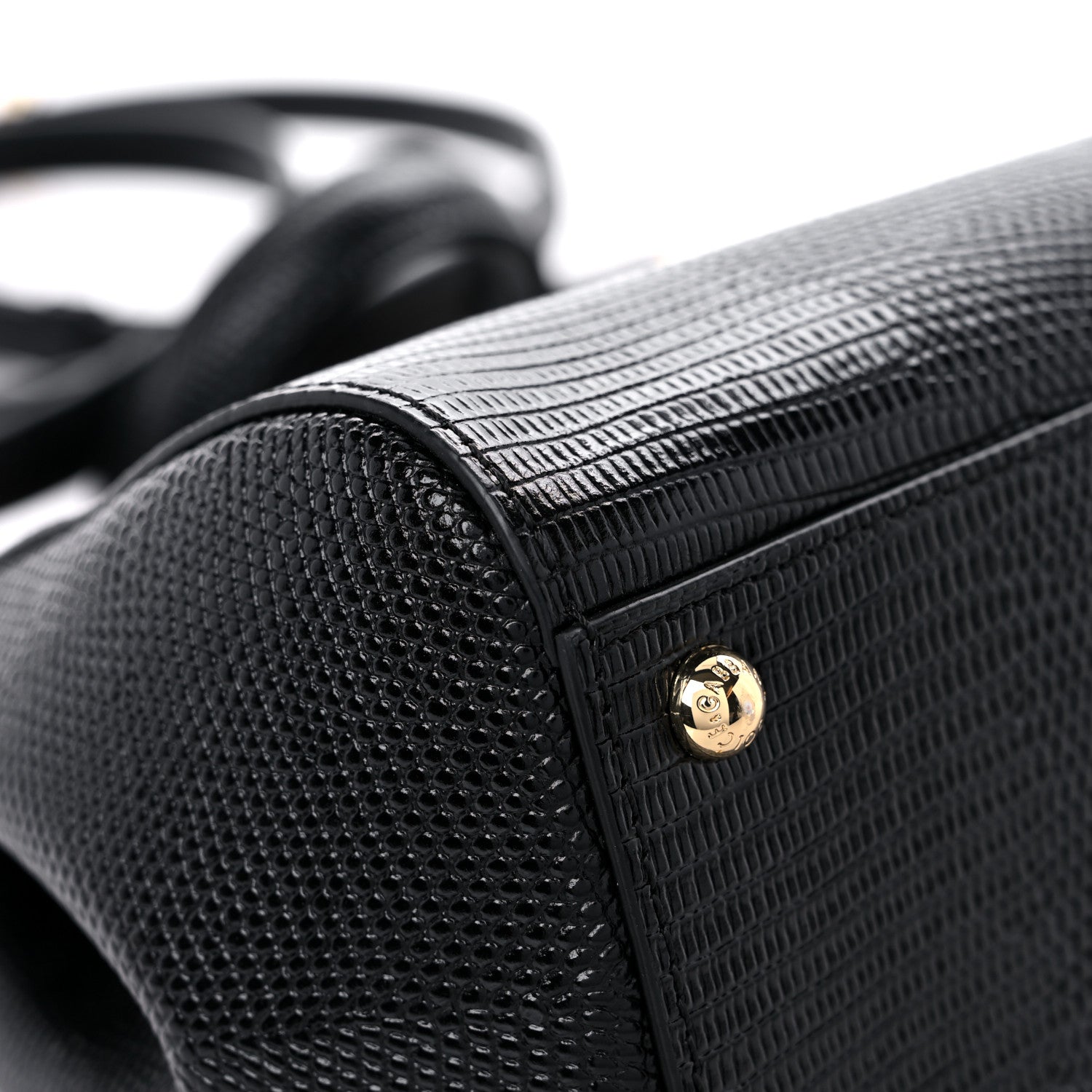 Dolce & Gabbana Lizard Calfskin Embossed Medium Miss Sicily Satchel Black 8 of 9