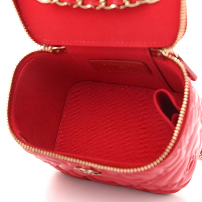 Chanel Lambskin Camellia Embossed Mini Vanity Case With Chain Red 4 of 10