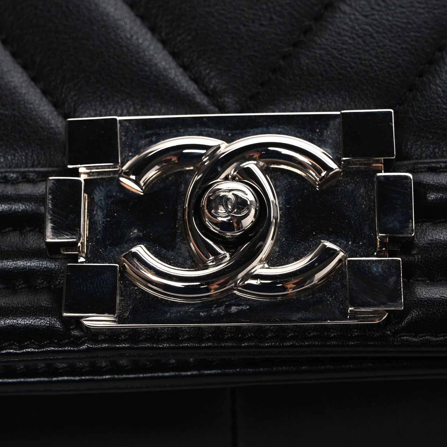 Chanel Calfskin Chevron Quilted Medium Boy Flap Black 11 of 11