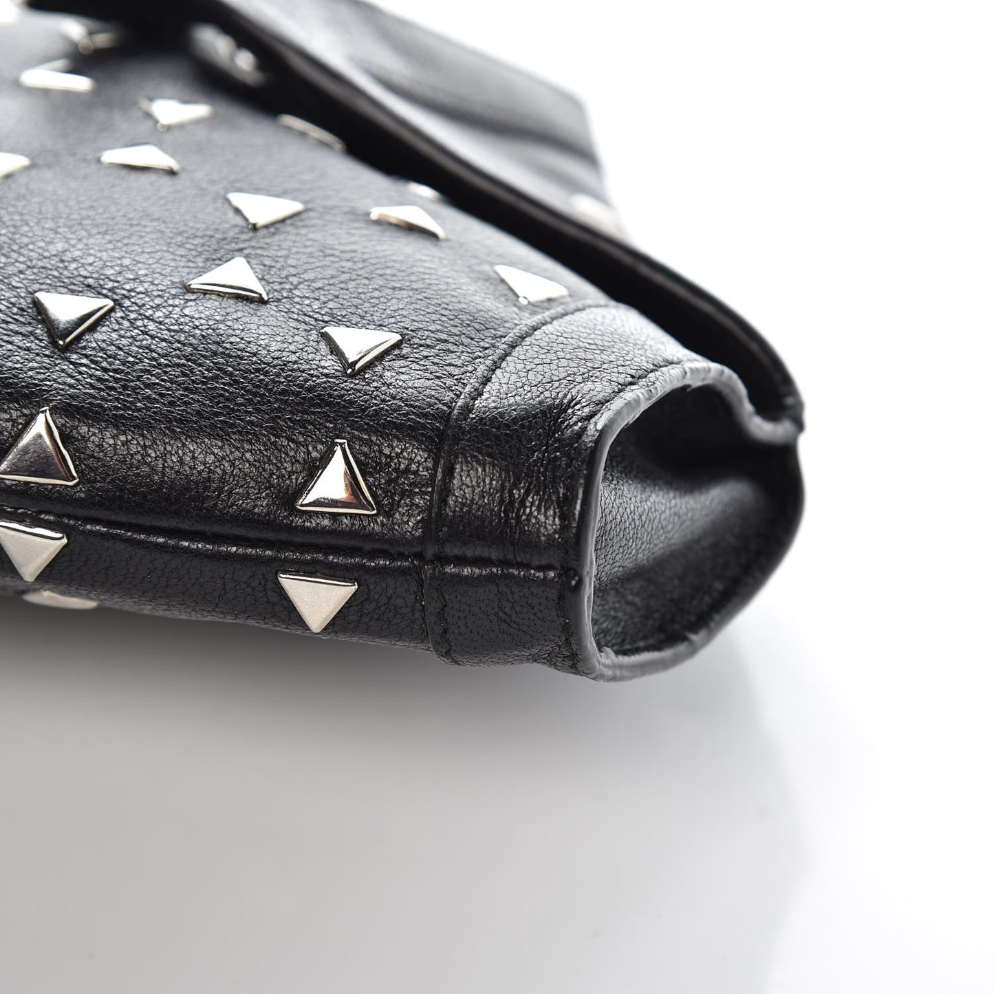 Calfskin Studded De Manta Clutch Black