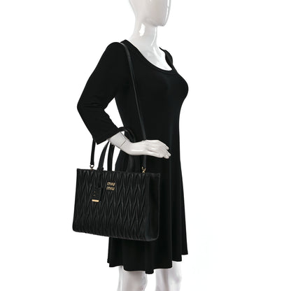 Miu Miu Nappa Matelasse Tote Bag Black 2 of 9