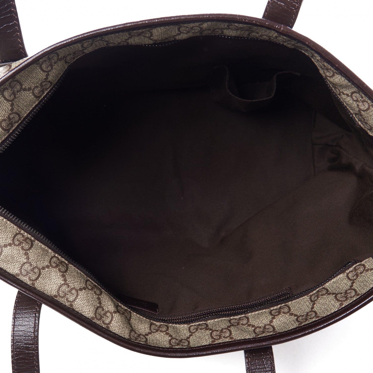 Gucci GG Supreme Monogram Medium Zippered Shopping Tote Dark Brown 7 of 9