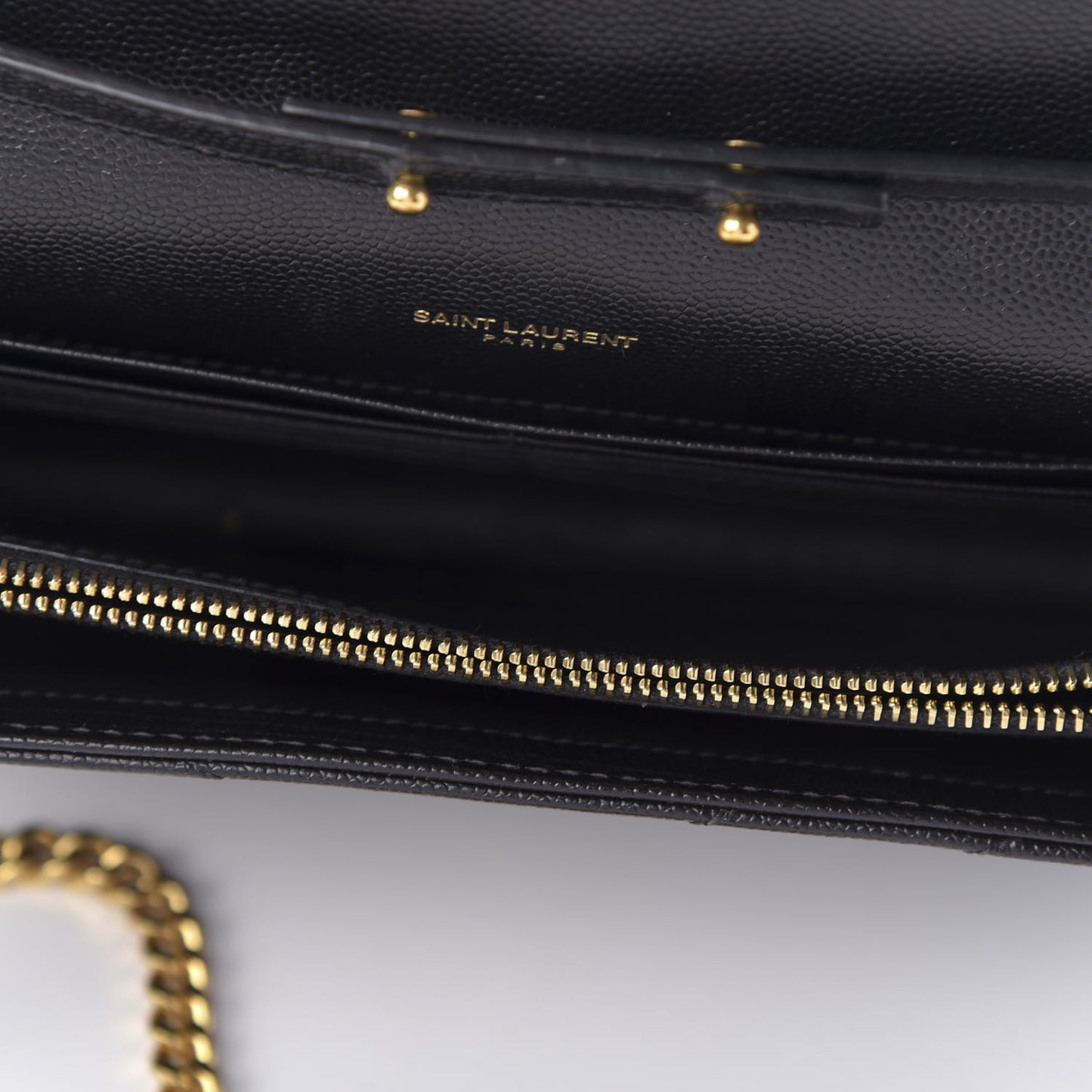 Grain De Poudre Matelasse Chevron Monogram Chain Wallet Black