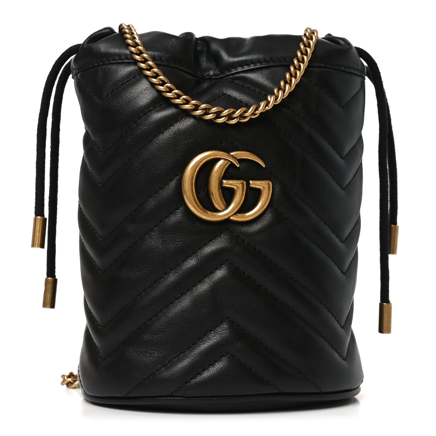 Gucci Calfskin Matelasse Mini GG Marmont 2.0 Bucket Bag Black 1 of 10