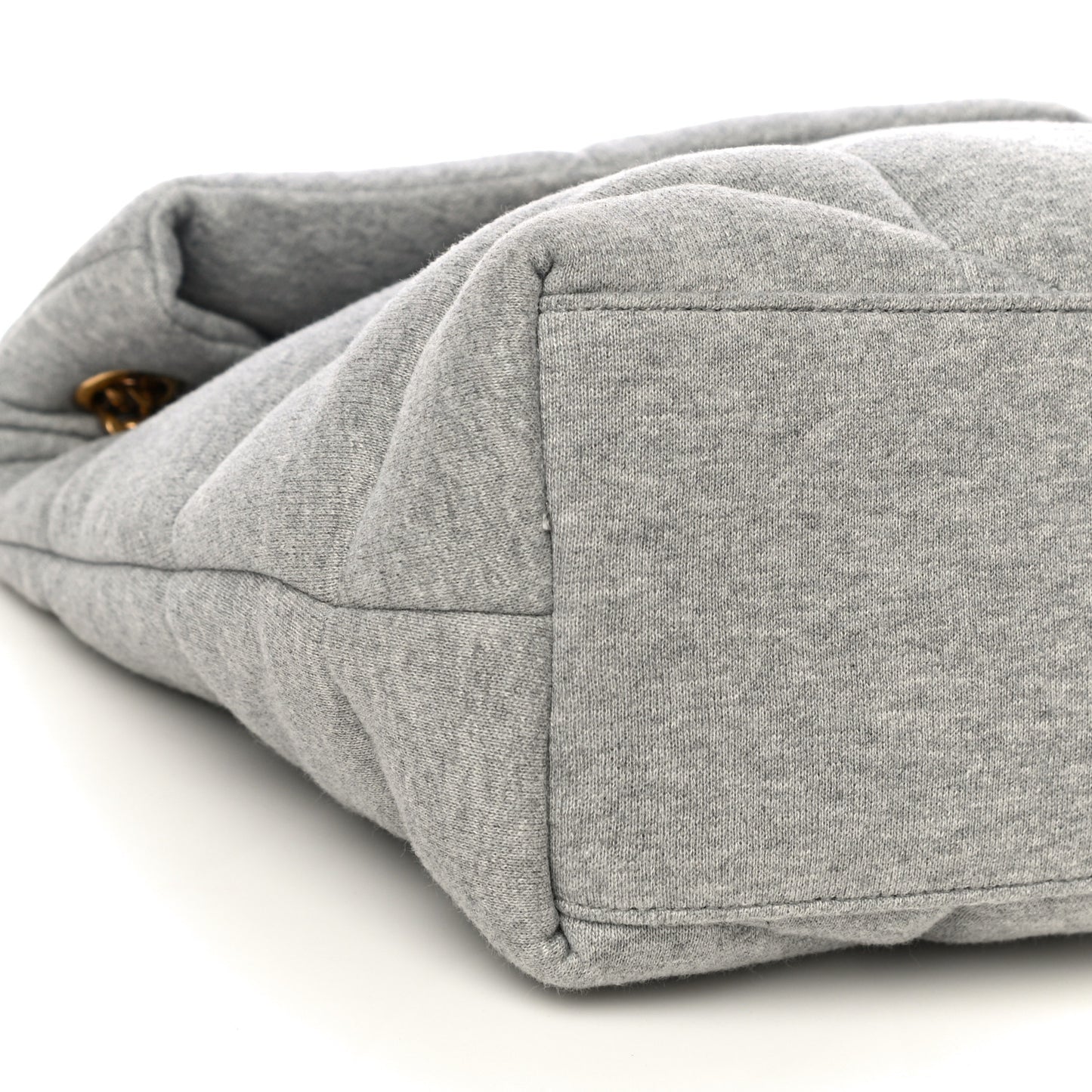 Jersey Quilted Small Loulou Puffer Monogram Chain Satchel Grey Cloud