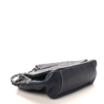Chanel Lambskin Contrast Stitch Small Surpique Accordion Flap Navy 4 of 10