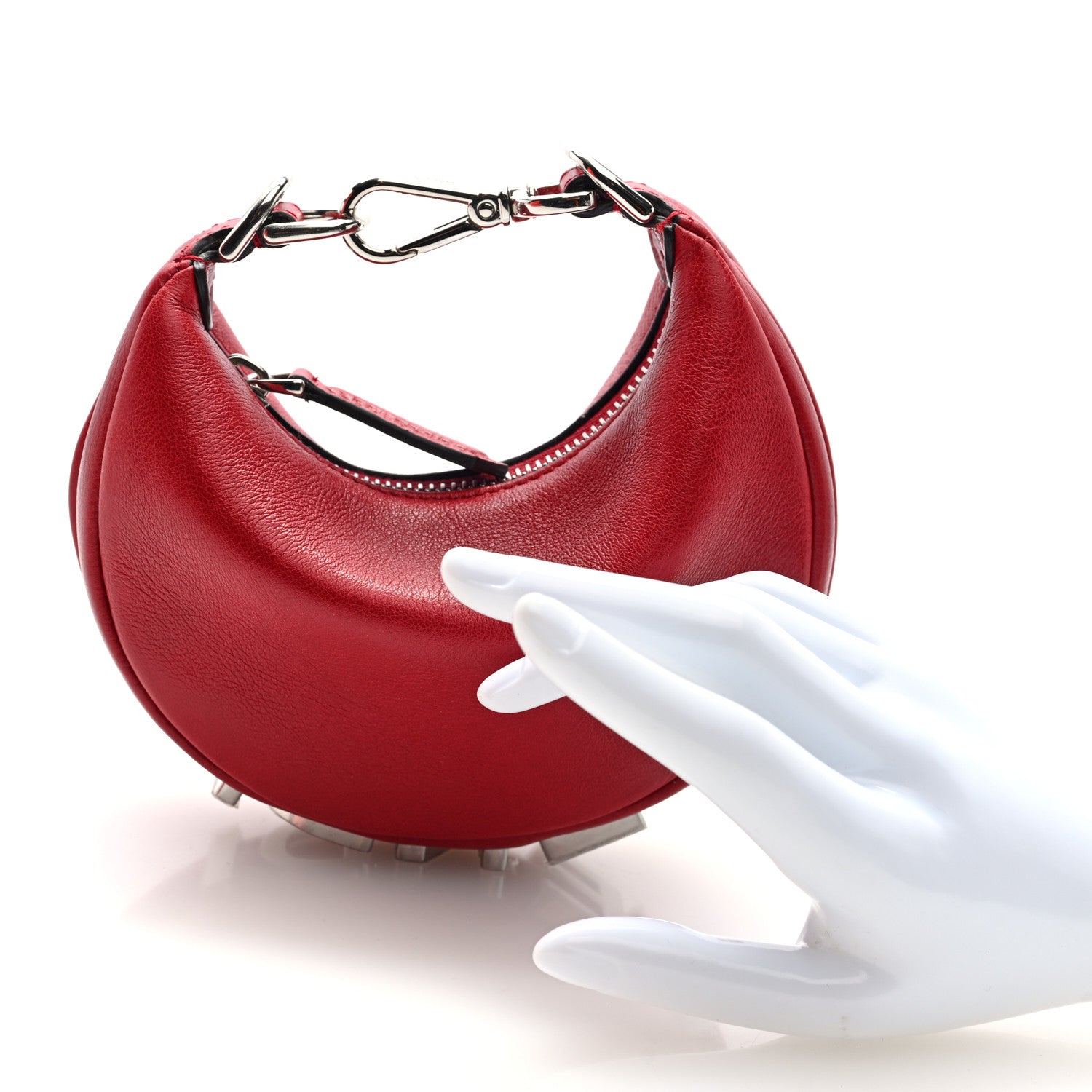 Fendi Vitello Grace New Matte Nano Fendigraphy Hobo Charm Scarlet Sage 3 of 8