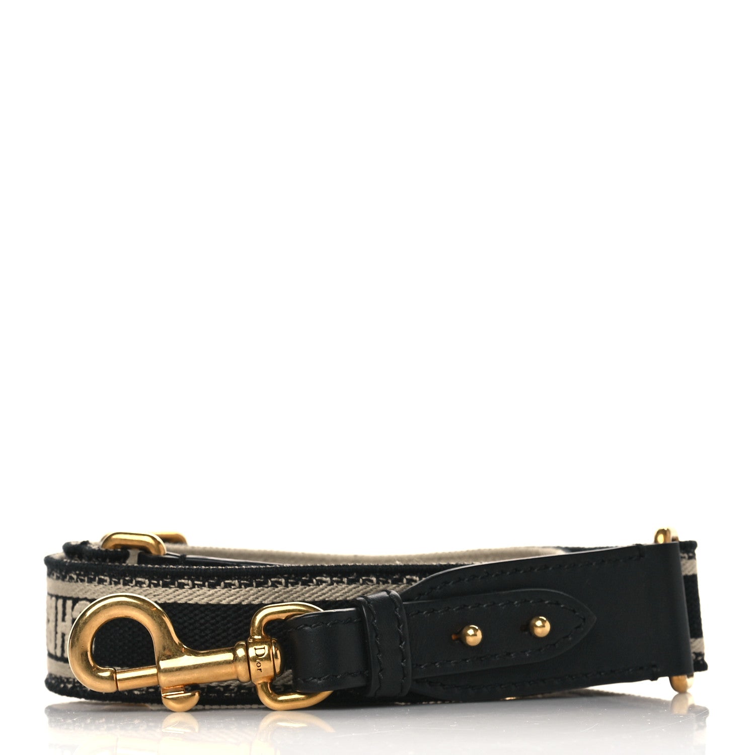 Christian Dior Canvas Embroidered Shoulder Strap Black White 1 of 3
