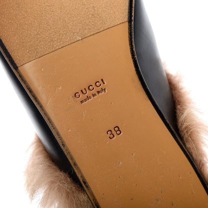 Gucci Calfskin Fur Womens Princetown Slippers 38 Black 9 of 10