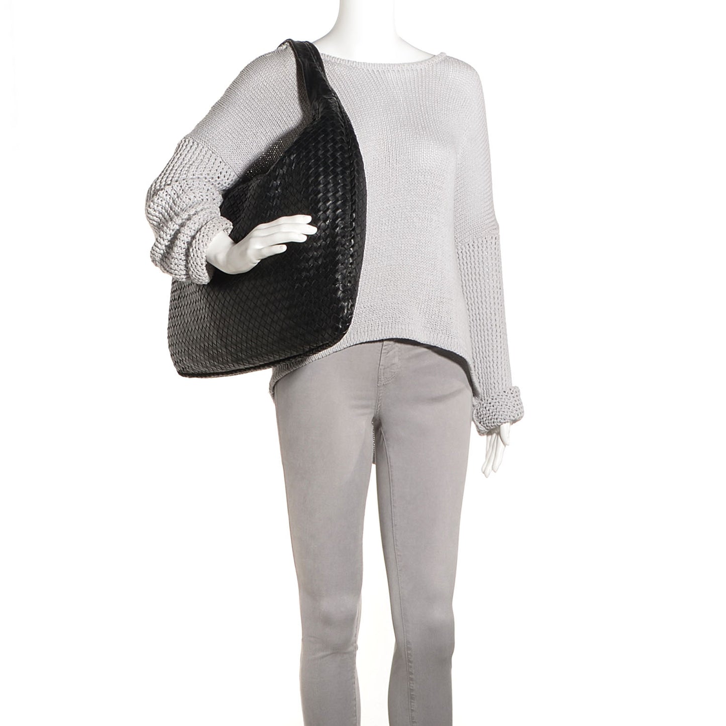 Nappa Intrecciato Maxi Veneta Hobo Nero Black