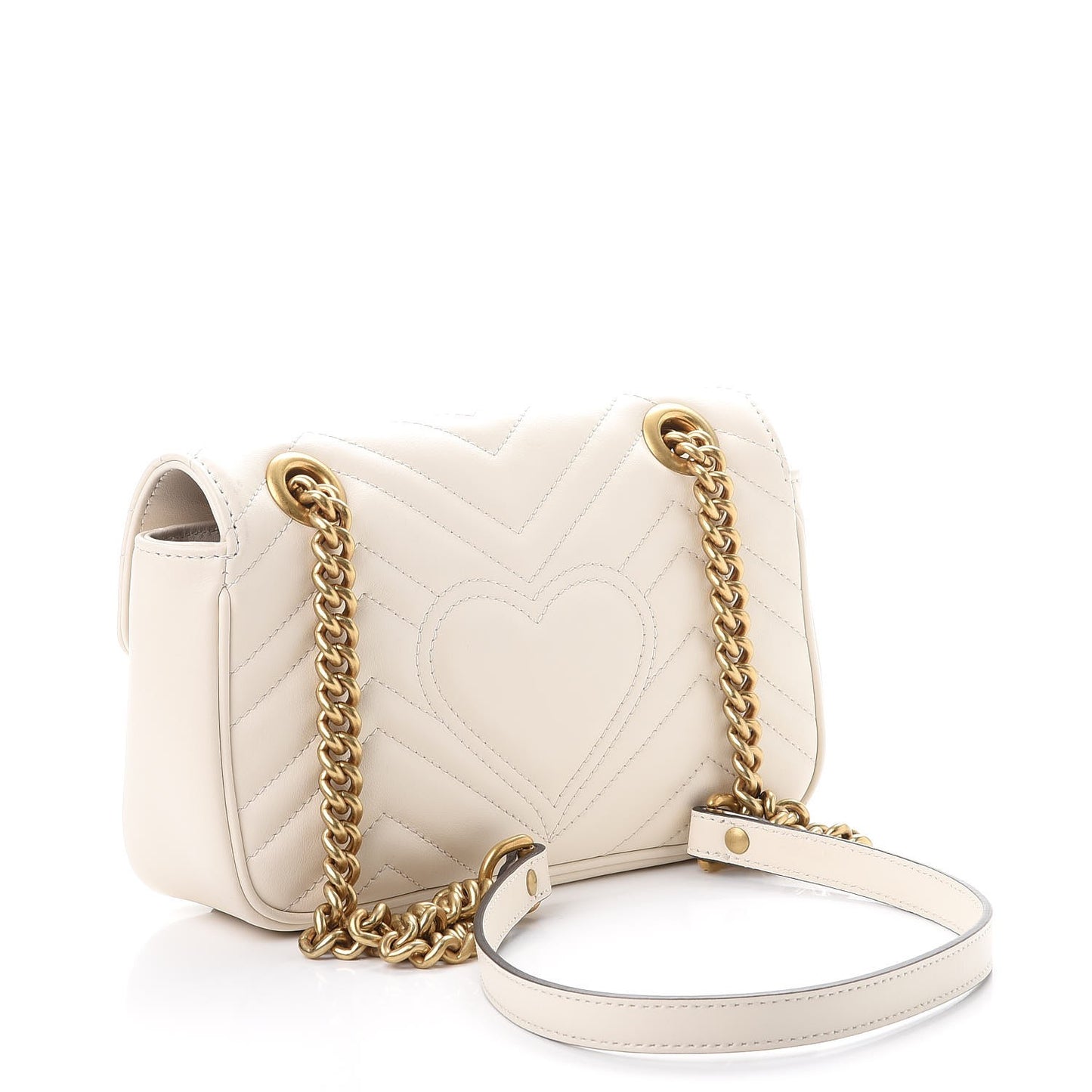 Calfskin Matelasse Mini GG Marmont Shoulder Bag White