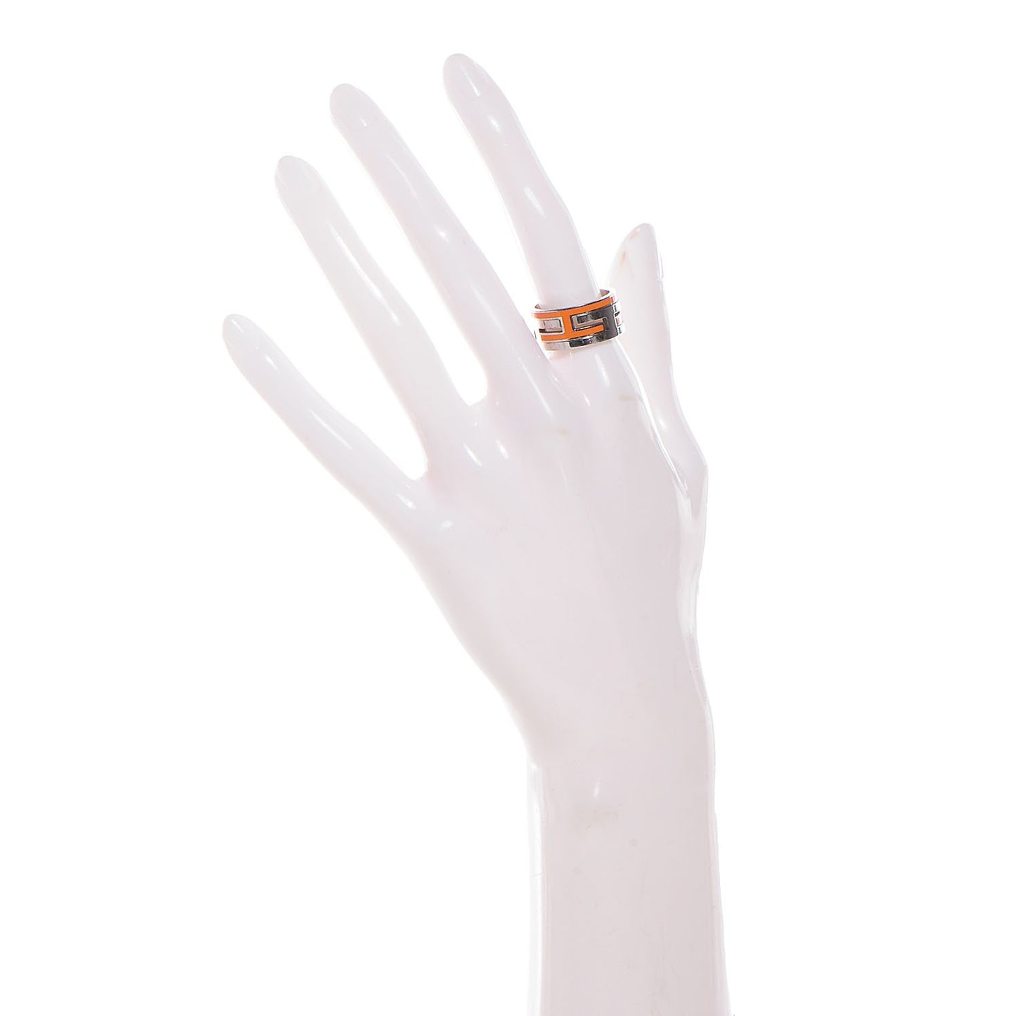 Sterling Silver Enamel Move H Ring 55 7.25 Orange