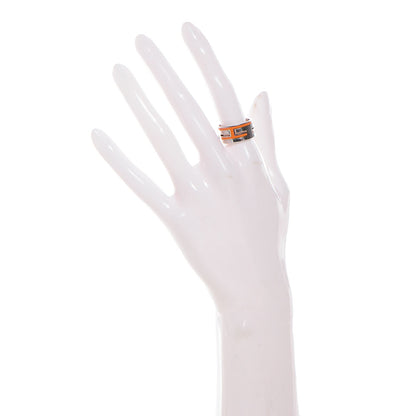 Hermes Sterling Silver Enamel Move H Ring 55 7.25 Orange 2 of 5